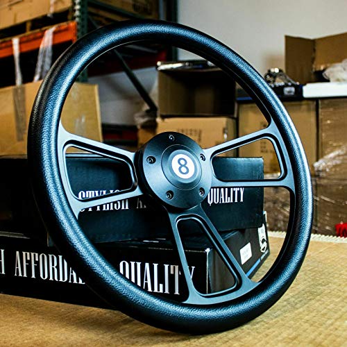 14 Matte Black Muscle Style Steering Wheel Black Half Wrap 5 Hole –  Newworldmotoring